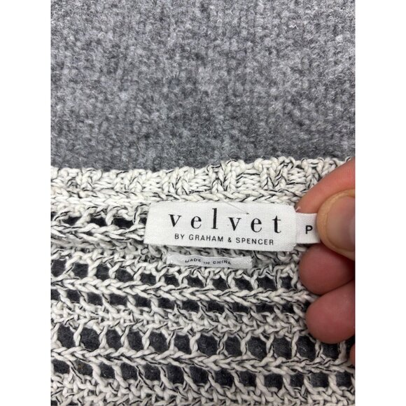Velvet By Graham & Spencer Pullover Sweater Women's P Gray Open Knit Semi Sheer - Picture 2 of 7